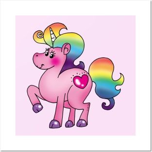 rainbow unicorn cartoon Posters and Art